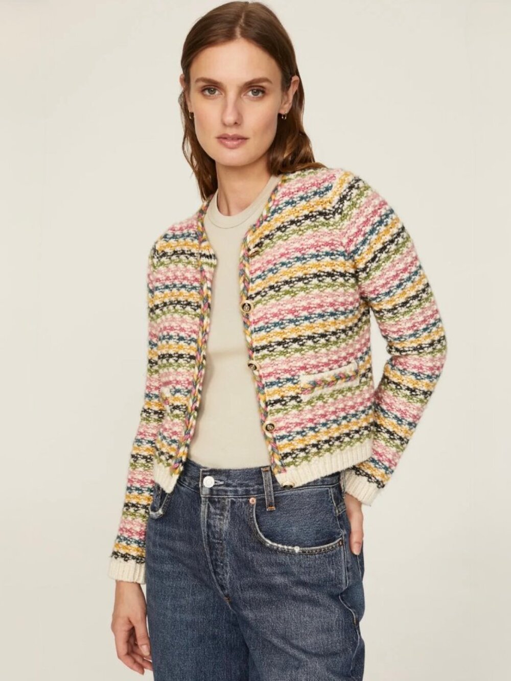 ba&sh Bianca Cardigan Multicolor Knit Size Large Sweater Wool Blend - Picture 15 of 17